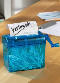 Aktenvernichter Mini mit Handkurbel
