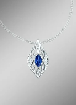 Anhänger mit Brillanten und echter blaue Safir