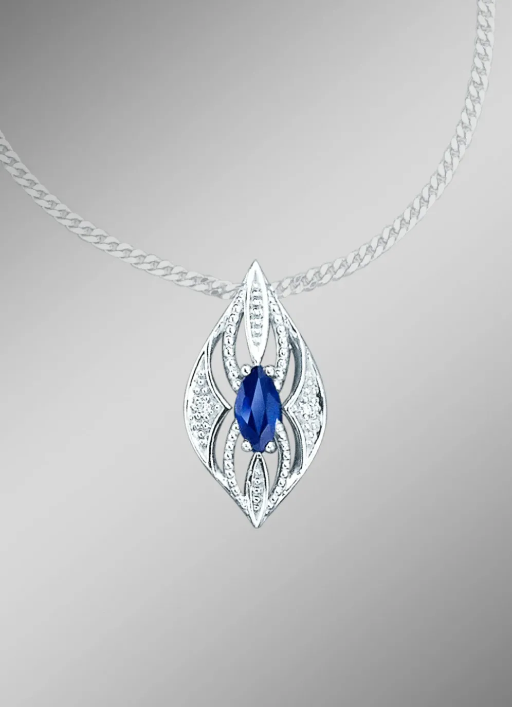 Anhänger mit Brillanten und echter blaue Safir
