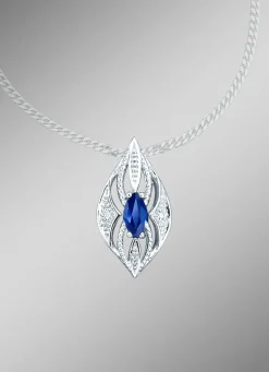 Anhänger mit Brillanten und echter blaue Safir