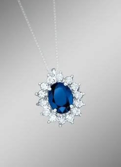Anhänger mit echt Safir und Diamanten