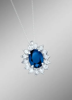 Anhänger mit echt Safir und Diamanten