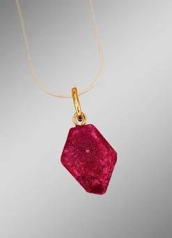 Anhänger mit echtem Roh-Rubin
