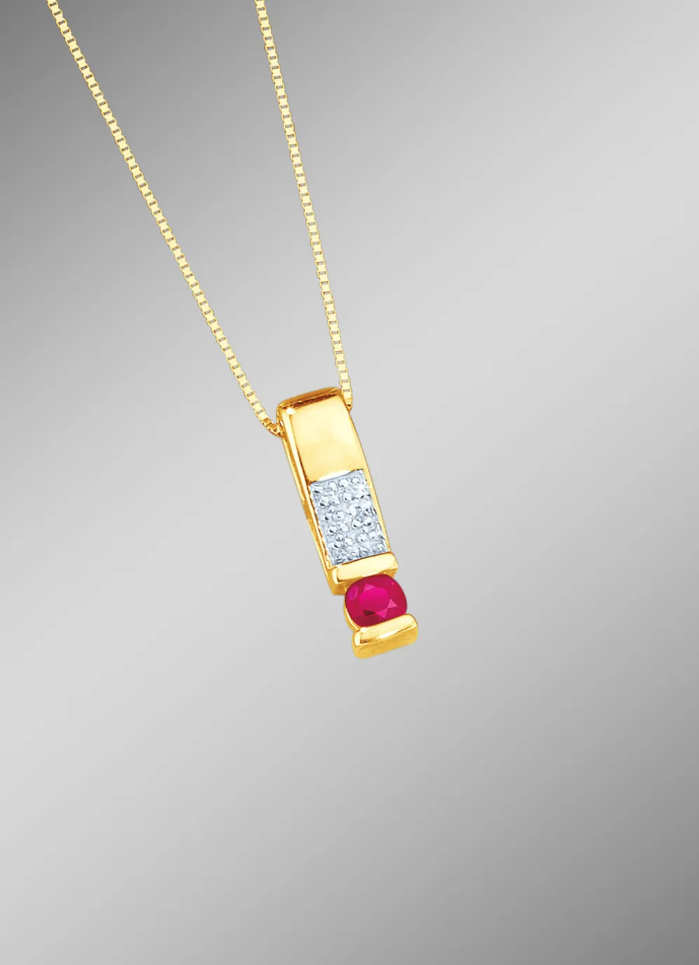 Anhänger mit echtem Rubin und Diamanten