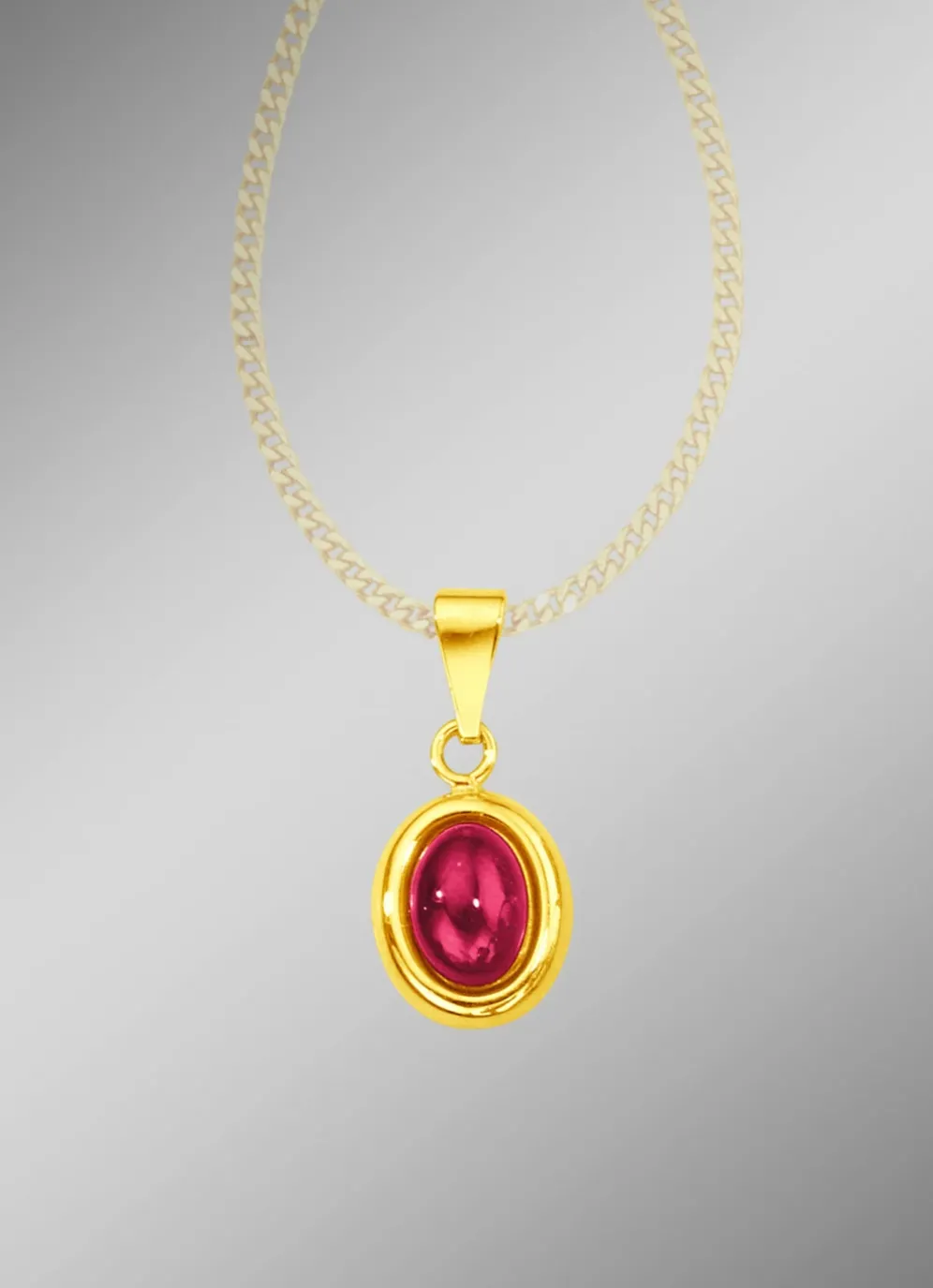Anhänger mit echtem Rubin-Cabochon