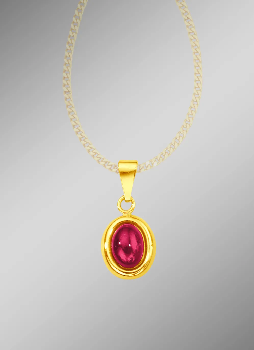 Anhänger mit echtem Rubin-Cabochon