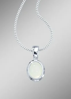 Anhänger mit Panzerkette und echtem, weißen Mondstein