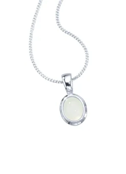 Anhänger mit Panzerkette und echtem, weißen Mondstein