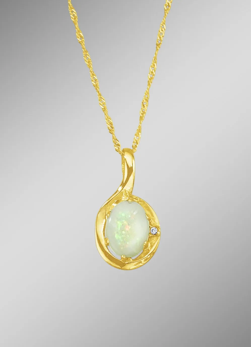 Anhänger mit Singapurkette, echt Opal und synth. Zirkonia