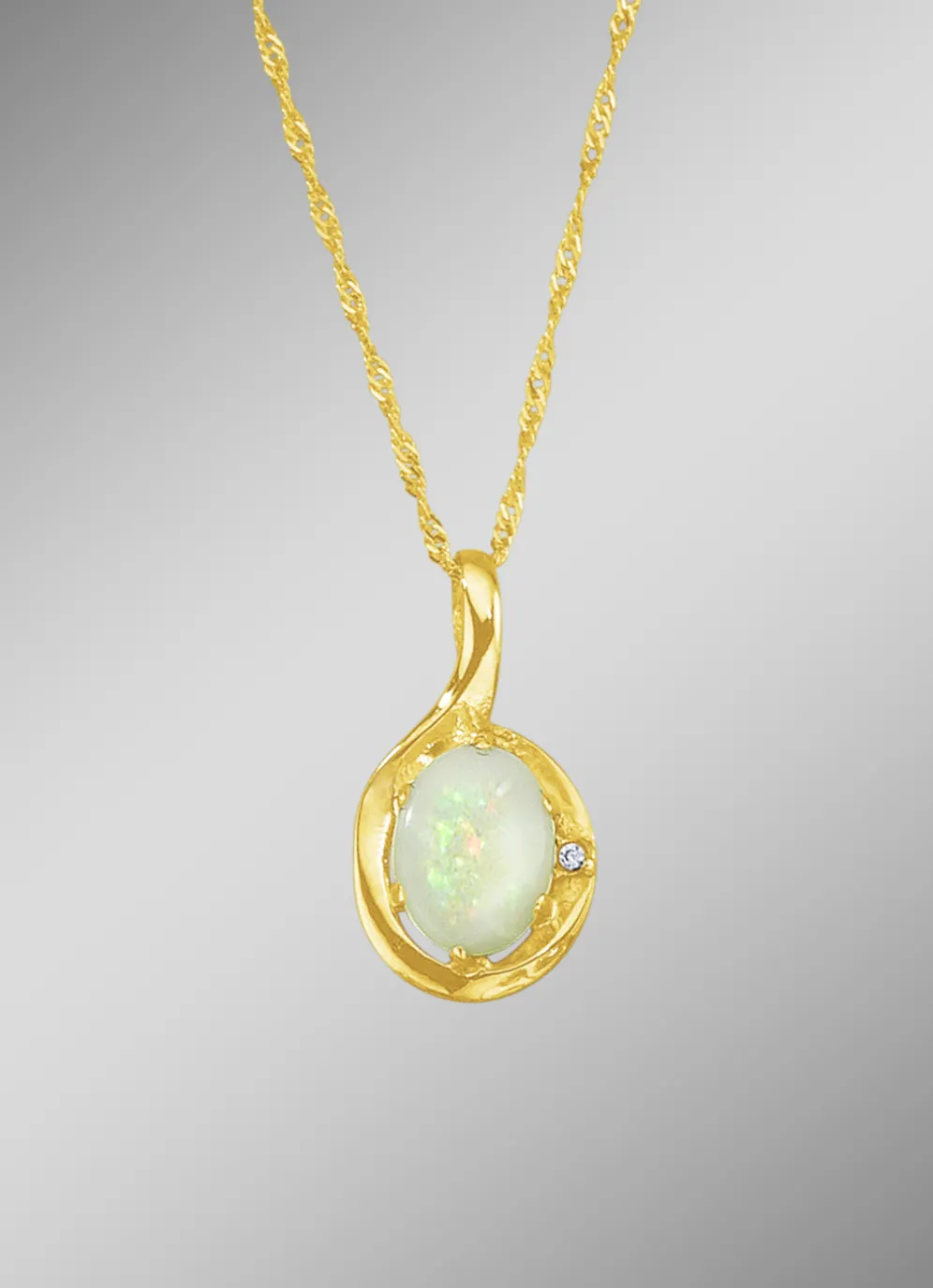 Anhänger mit Singapurkette, echt Opal und synth. Zirkonia