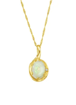 Anhänger mit Singapurkette, echt Opal und synth. Zirkonia