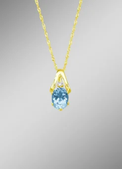 Anhänger mit Singapurkette, mit echt Blautopas und synth. Zirkonia