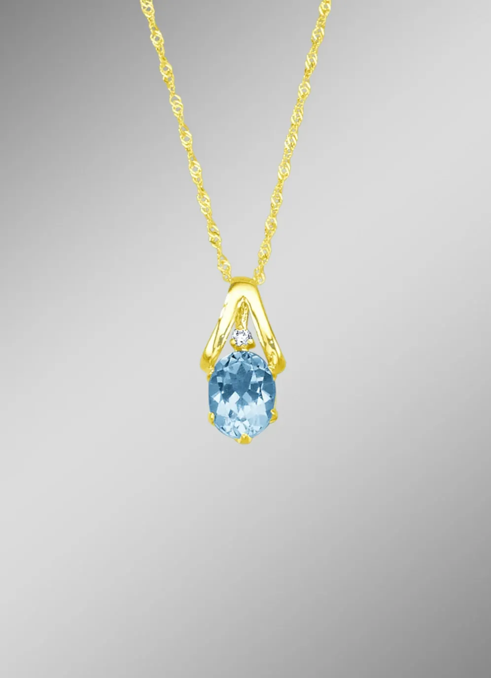 Anhänger mit Singapurkette, mit echt Blautopas und synth. Zirkonia