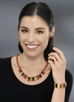 Armband, echte bunte Naturbernsteine