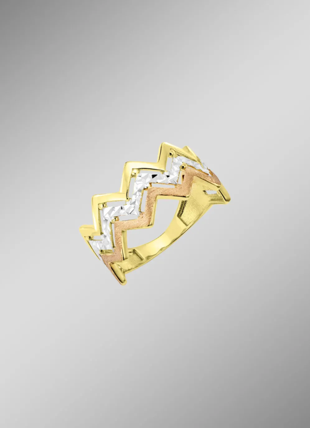 Atemberaubender Damenring in Tricolor