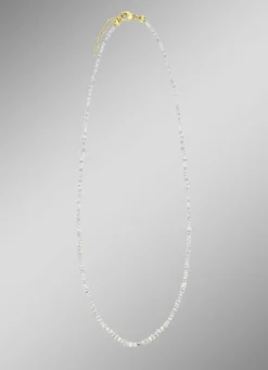 Außergewöhnliche Halskette mit Roh-Diamanten in Hellgrau