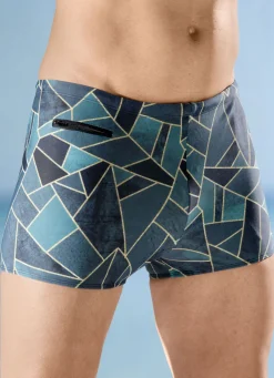 Badehose in höherer Kastenform mit Reißverschlusstasche