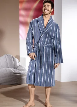 Bademantel mit Streifen-Dessin