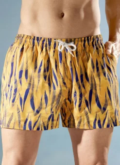 Badeshorts mit buntem Druckdessin, Microfaser