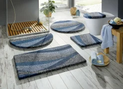 Badvorleger mit aufwendig bedrucktem Mosaik-Wellendessin