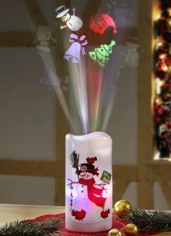 Batteriebetriebene LED-Kerze mit Projektor