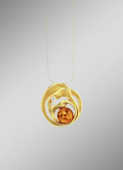 Begeisternder Anhänger mit Bernstein und synth. Zirkonia