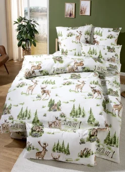 Beidseitig bedruckte Bettwäsche-Garnitur aus Polycotton