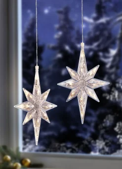 Beleuchteter Kristall-Stern, 2er-Set