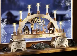 Beleuchteter Lichterbogen / Schwibbogen-Podeste