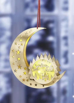 Beleuchteter Mond aus Holz