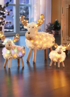Beleuchtetes Rentier aus Holz