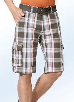 Bermudas mit Gürtel und Cargotaschen in 2 Farben