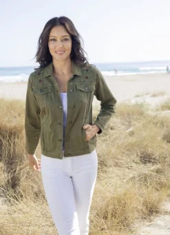 Bestickte Jeansjacke