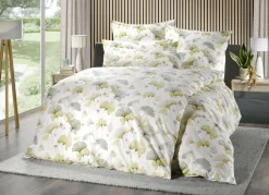 Bettwäsche-Garnitur mit Ginkgo-Blätter-Motiv