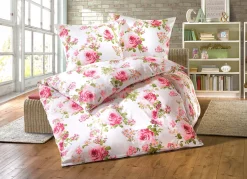 Bettwäsche-Garnitur mit Rosen-Dessin