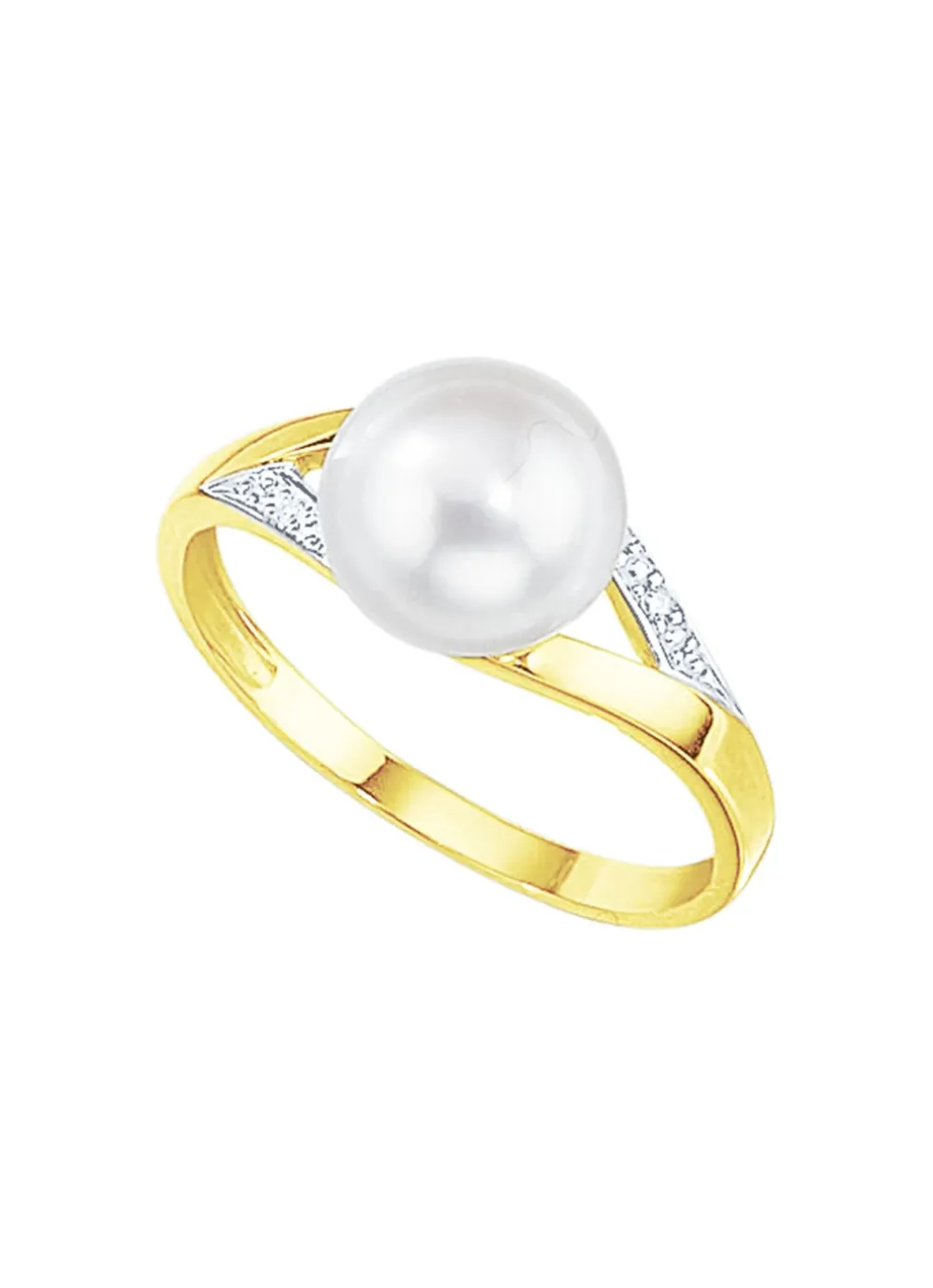 Bezaubernder Damenring mit Brillanten und Süßwasser-Zuchtperle