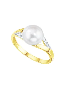 Bezaubernder Damenring mit Brillanten und Süßwasser-Zuchtperle