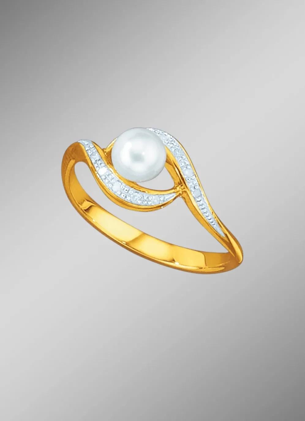 Bicolor-Damenring mit Süßwasser-Zuchtperle