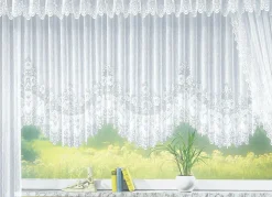 Blumenfenster-Store, gleichmäßig gebogt, mit Faltenband