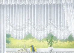 Blumenfenster-Store, gleichmäßig gebogt, mit Faltenband