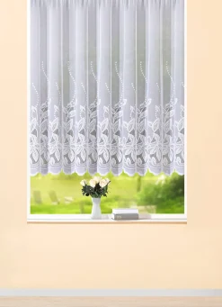 Blumenfenster-Store mit gebogtem Abschluss