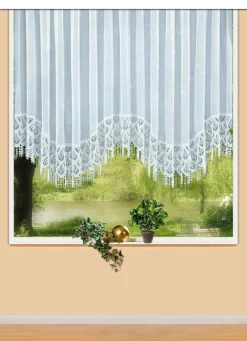 Blumenfenster-Store mit Plauener Spitze