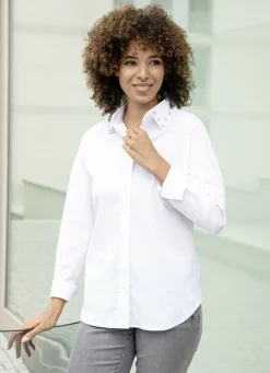 Bluse mit Perlenzier