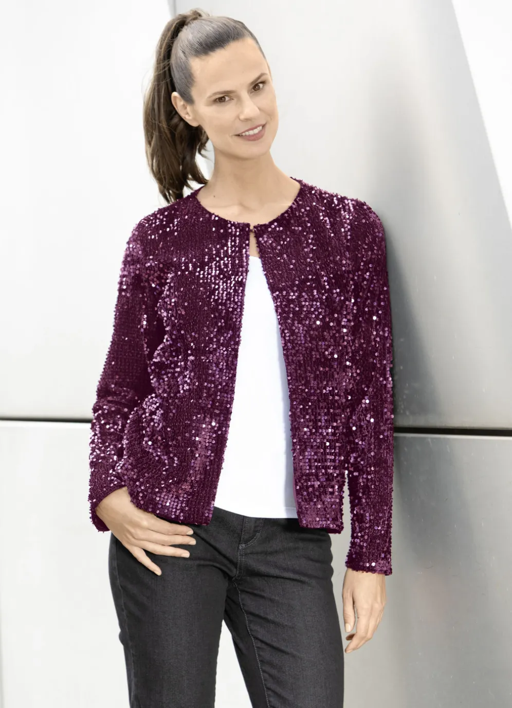 Blusenjacke mit Pailletten