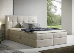 Boxspringbett mit LED-Beleuchtung und Topper