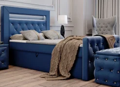 Boxspringbett mit LED-Beleuchtung und Topper