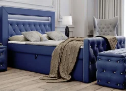 Boxspringbett mit LED-Beleuchtung und Topper