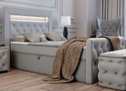 Boxspringbett mit LED-Beleuchtung und Topper