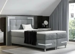 Boxspringbett mit LED-Beleuchtung und Topper