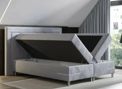 Boxspringbett mit LED-Beleuchtung und Topper